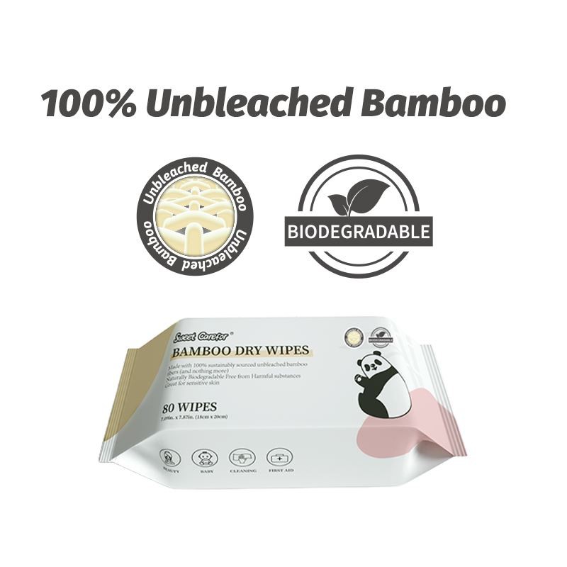 ODM/OEM kertas bambu 80 buah 100% bambu kering tisu Rumah Tangga kering